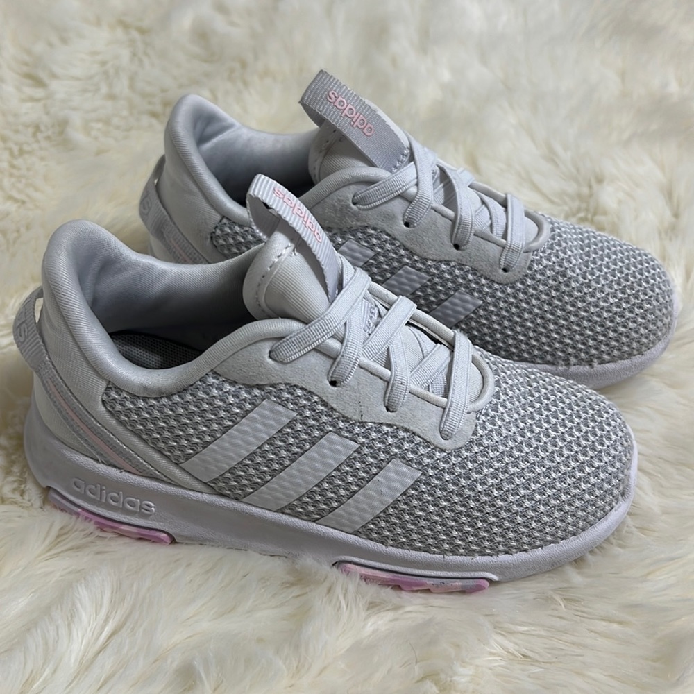 Adidas toddler tennis shoes white and pink size 10